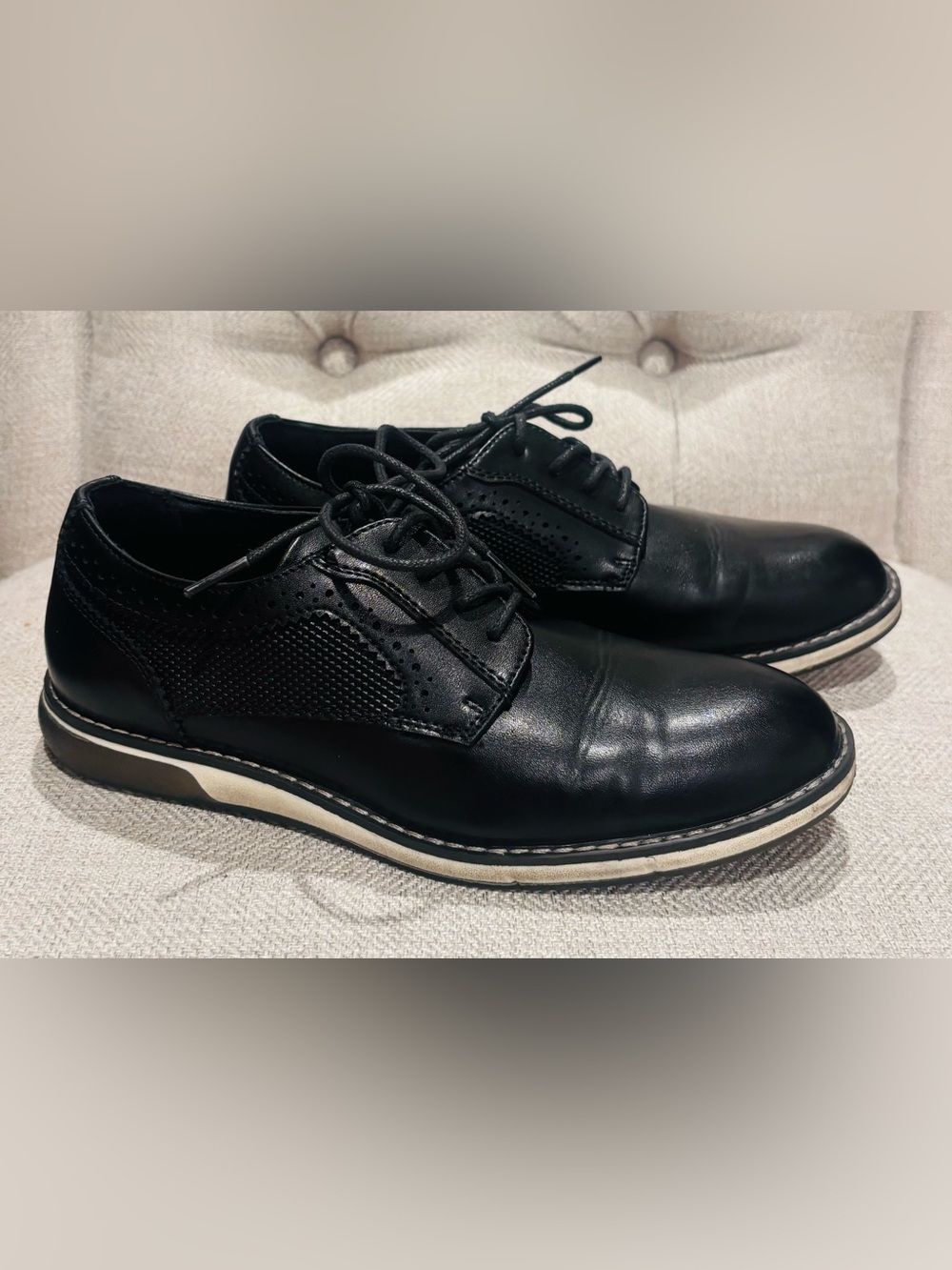 Classic Black Kids Lace-Up Dress Shoes